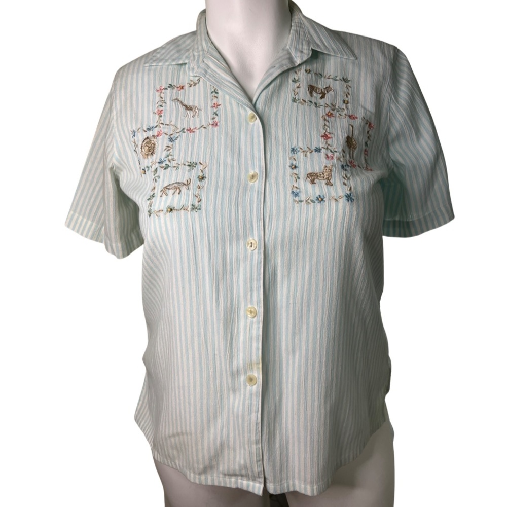 Vintage 80s Cottagecore Embroidered Shirt